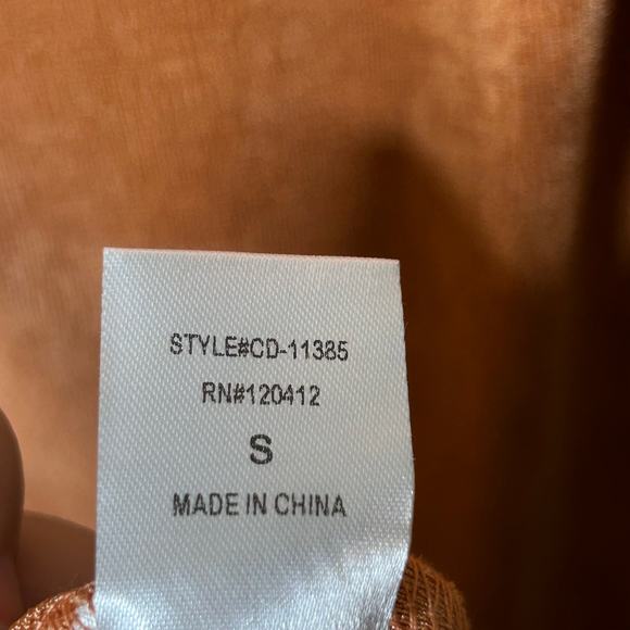 Isalis Dress Midi Button Down Front Split Back Long Sleeve V‎ Neck Ruched Size S - Picture 9 of 11